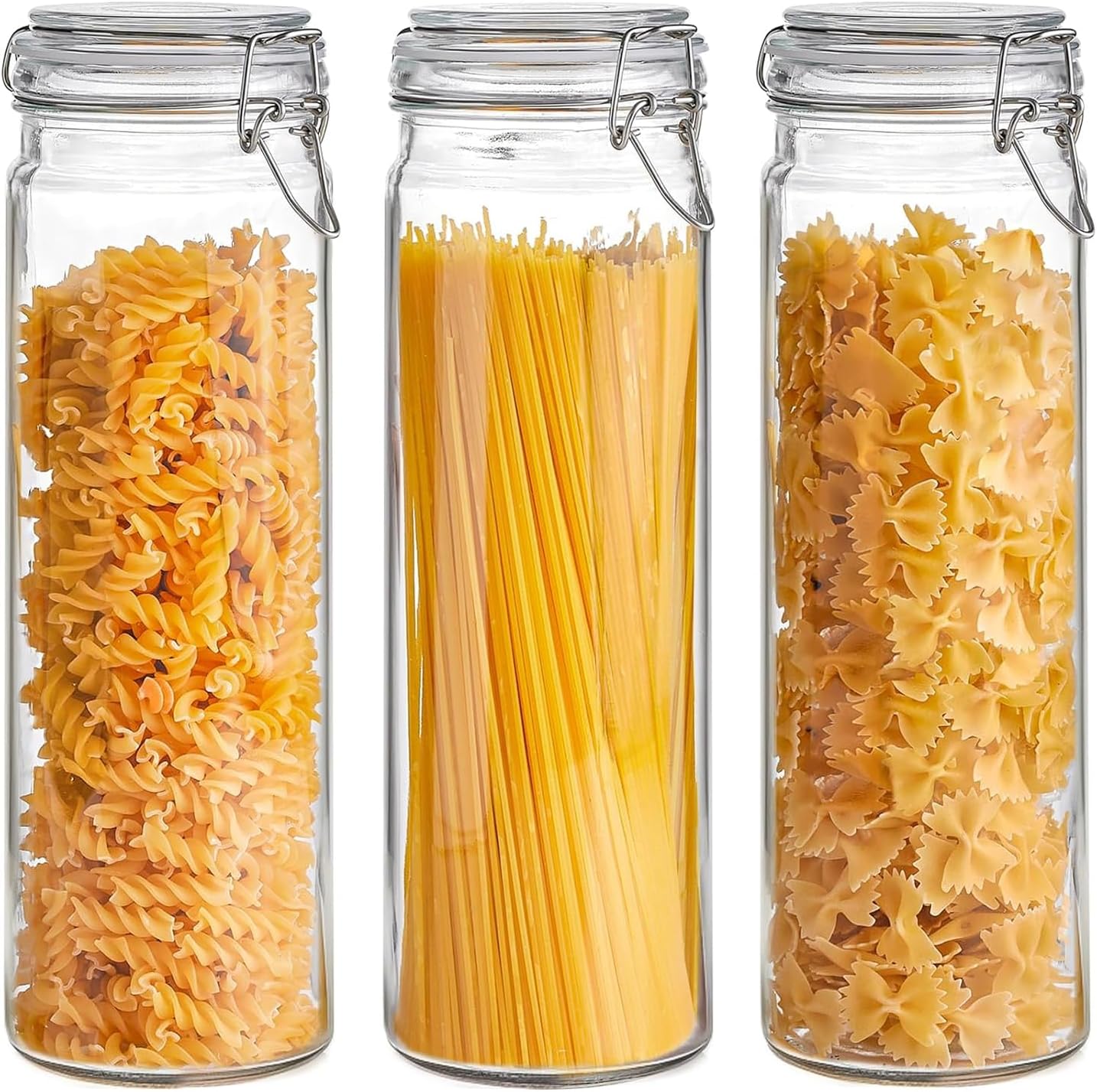 Set of 3 ComSaf 0.5 Gallon Airtight Glass Jars for Food Storage