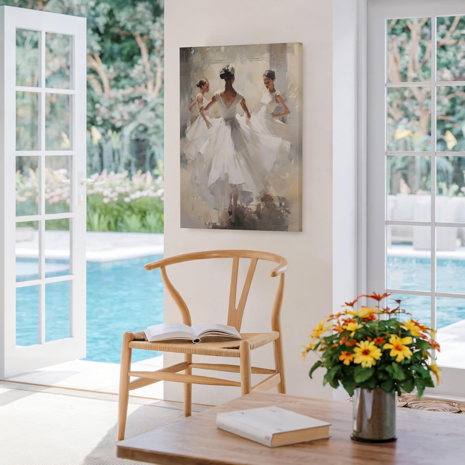Poster Master Ballerina Canvas - Retro Dancers Print - Dance Art - Ballet Painting - Gift for Women, Parents & Kids - Decor for Dance Studio, Living Room, Bedroom, Nursery - 8x10 STRETCHED Canvas
