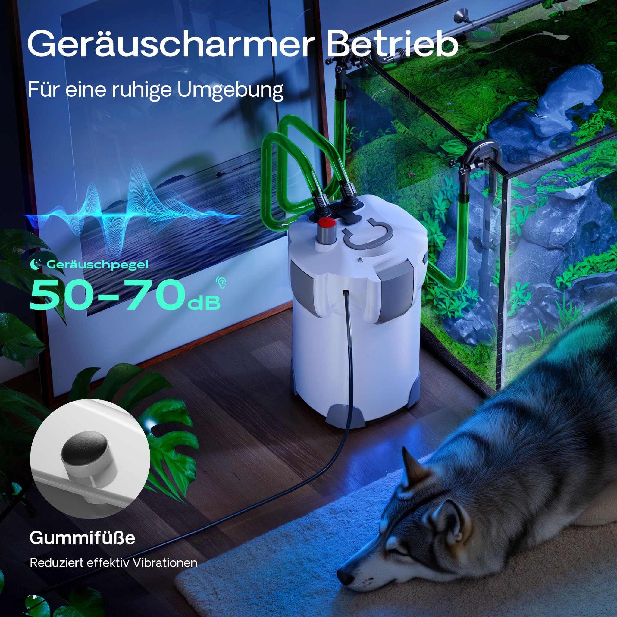 SunSun HW-402B Aquarium Außenfilter 1000 L/h mit 9 W UVC Klärer und 3 Stufen inkl Filtermaterial, Filtemedien, Filterpumpe