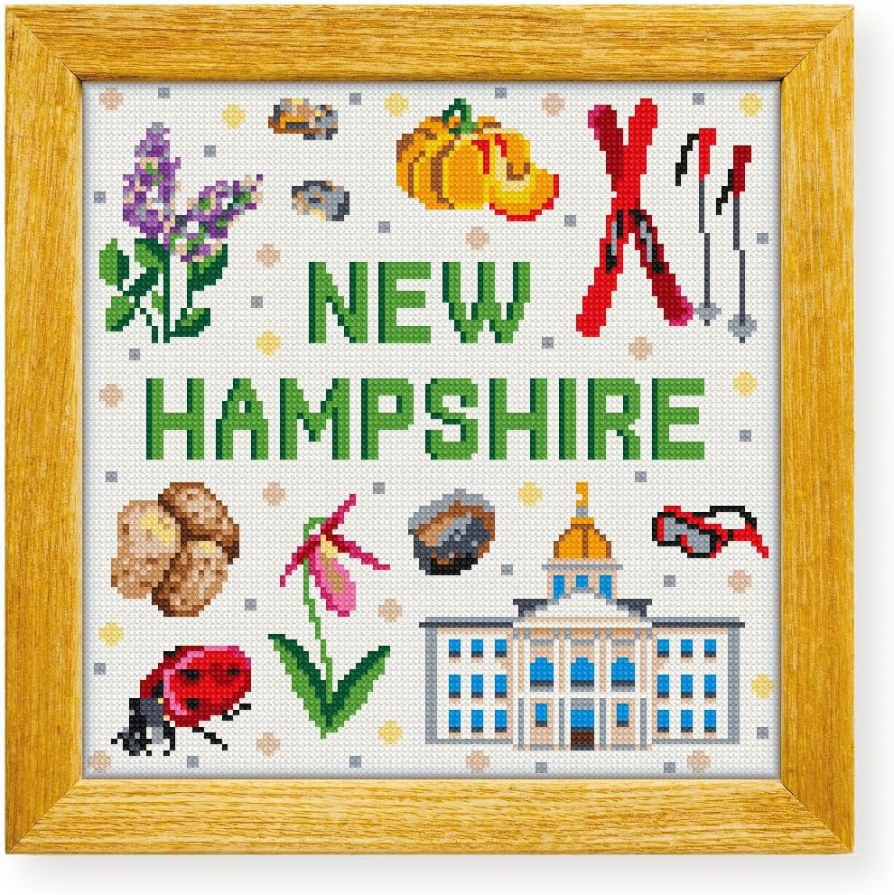 Awesome Pattern Studio New Hampshire Collection DS2007, Diamond Painting Kit, Diamond Art Kits for Adults, Full Drill 5D Diamond Dots Kits. All Items Included.