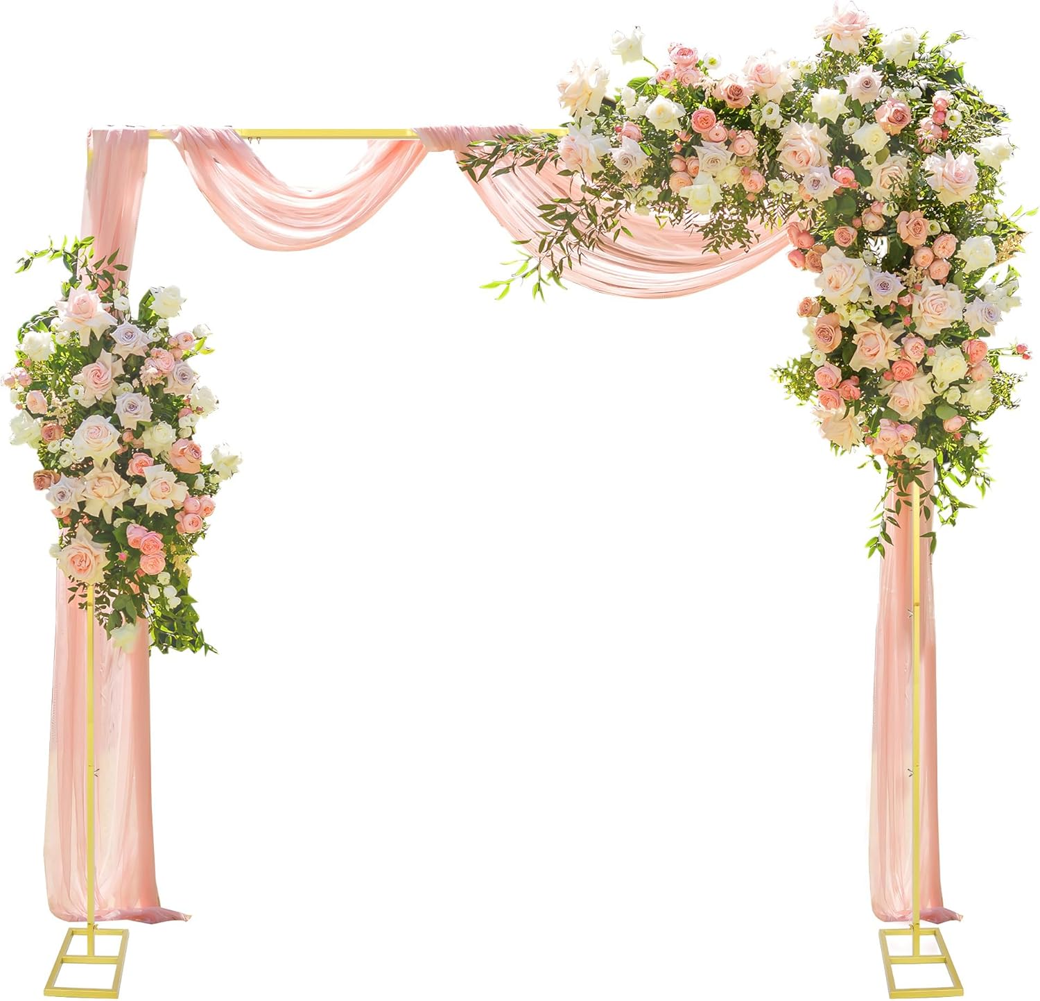 Hanna Roberts 6.5FT Wedding Arch Backdrop Stand, Square Balloon Arch Stand Adjustable Photo Booth Decor for Ceremony, Birthdays, Baby Showers, Christmas Parties, Anniversaries (Gold)