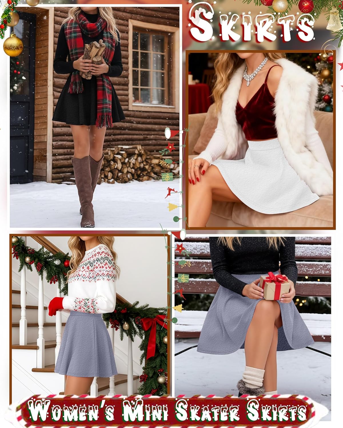 Neer 3 Pack Women's Mini Skater Skirts with Shorts, a Line Pleated Flared High Waist Casual Stretchy Versatile Basic Skirts - Image 5