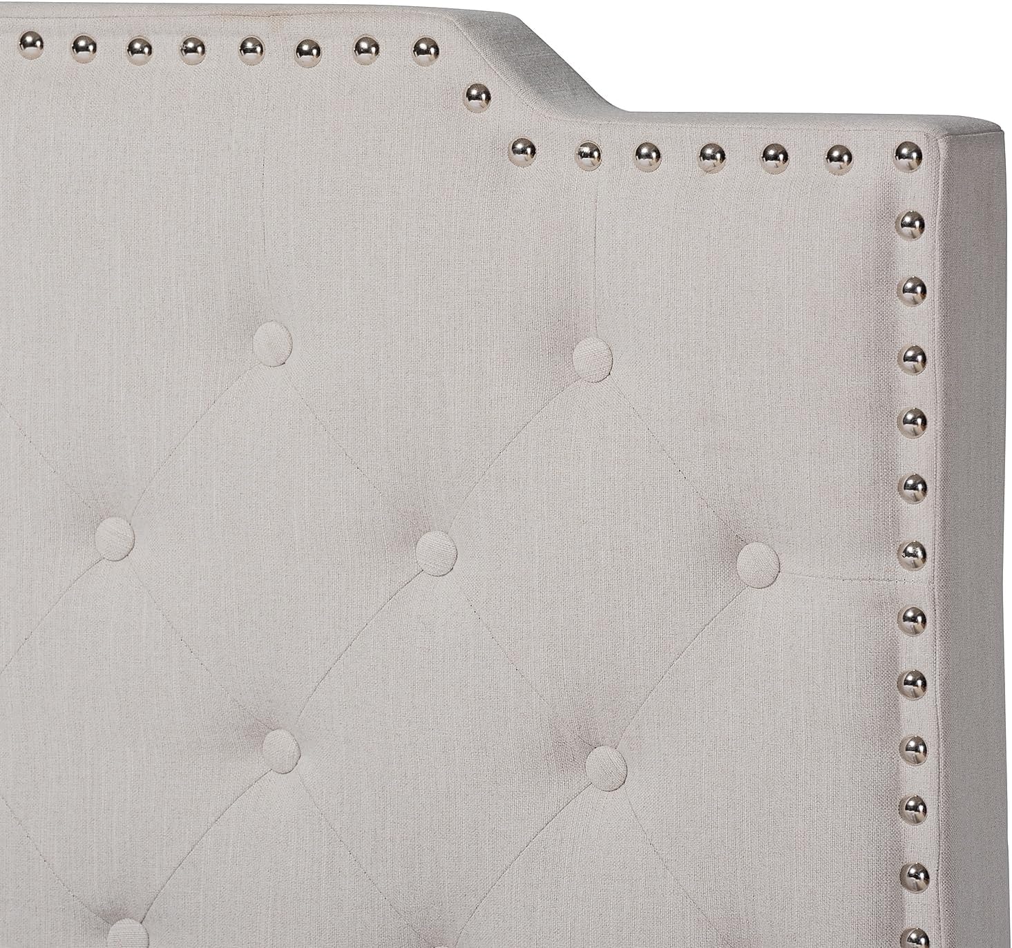 Baxton Studio Marion Modern Transitional Beige Fabric Upholstered Button Tufted King Size Panel Bed
