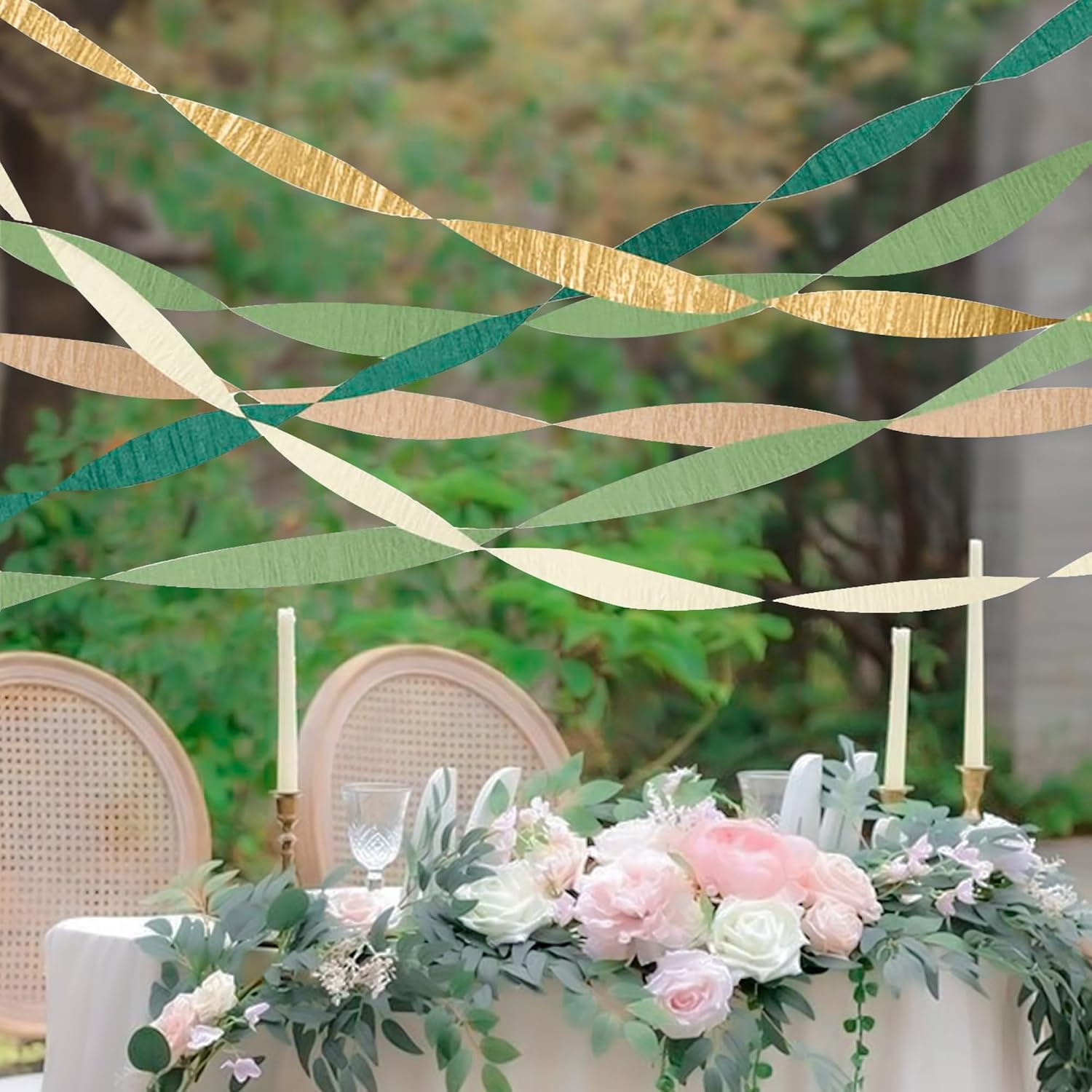 Sage Green Crepe Paper 5 Rolls Party Decorations Streamers for Wedding, Bridal/Baby Shower, Birthday, Engagements Party Decorations