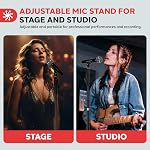 Pyle Microphone Stand- réglable en hauteur 27.5”- 57.5”, Très robuste Support Mic de base rond, Mic Clip universel, Adaptateur 5/8- Parfait pour la scène & Utilisation de Studio