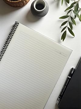 60 Leaf Notepad with Ripstop Waterproof Spiral with Transparent Cover in A4 Size, Ideal for Office, Planner (Striped)