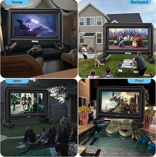 Miniatura 6 de Pantalla de proyector inflable para exteriores de 15 pies, pantalla de cine inflable para exteriores con soplador de aire, fácil de instalar,