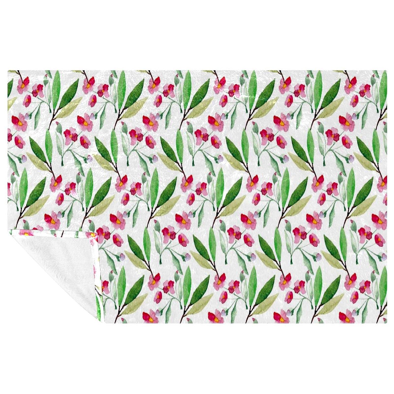 Couverture douce cerisier haut de gamme, plaid motif aquarelle pour intérieur raffiné