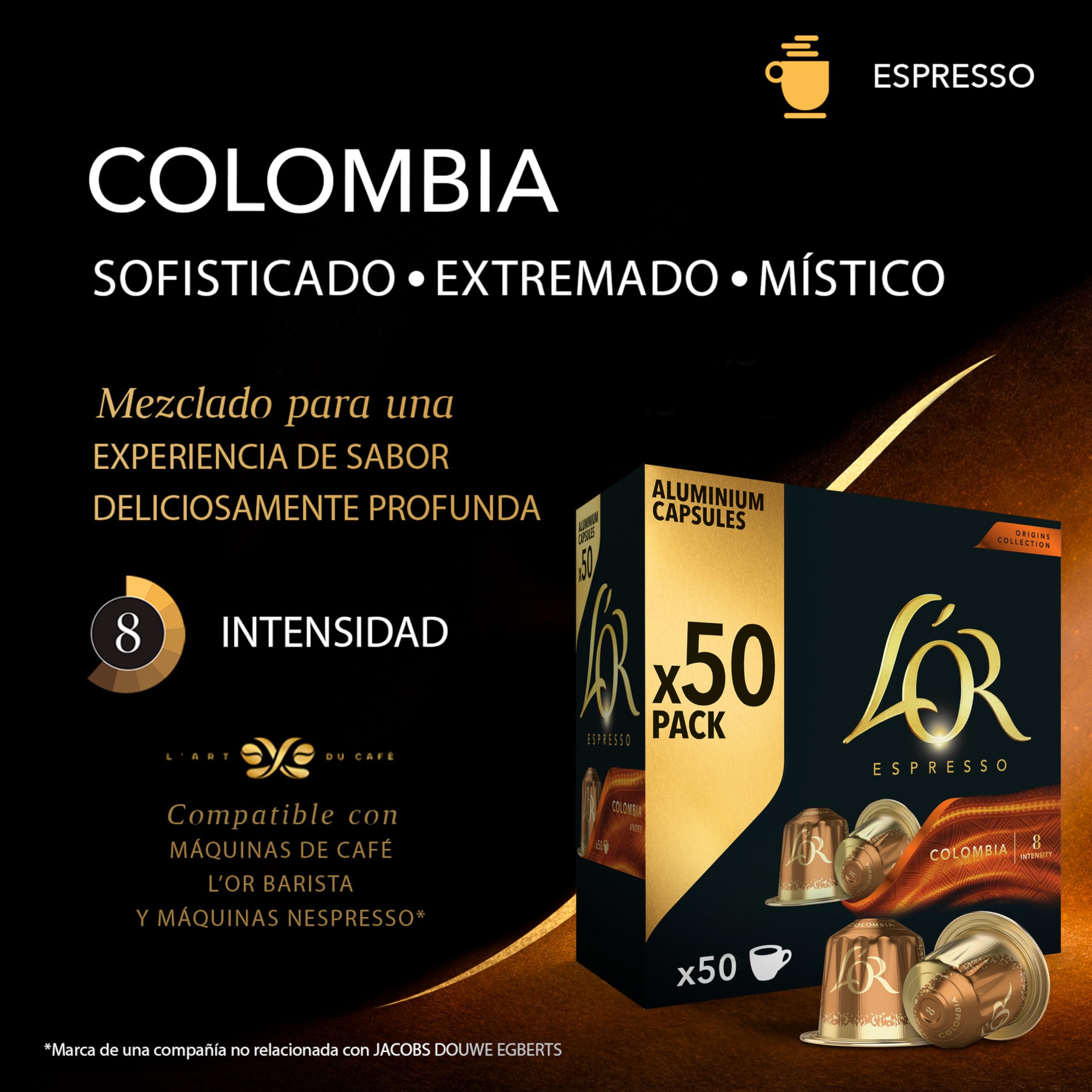 L'OR Espresso Café Cápsulas Colombia Intensidad 8 50 Cápsulas Compatibles Nespresso