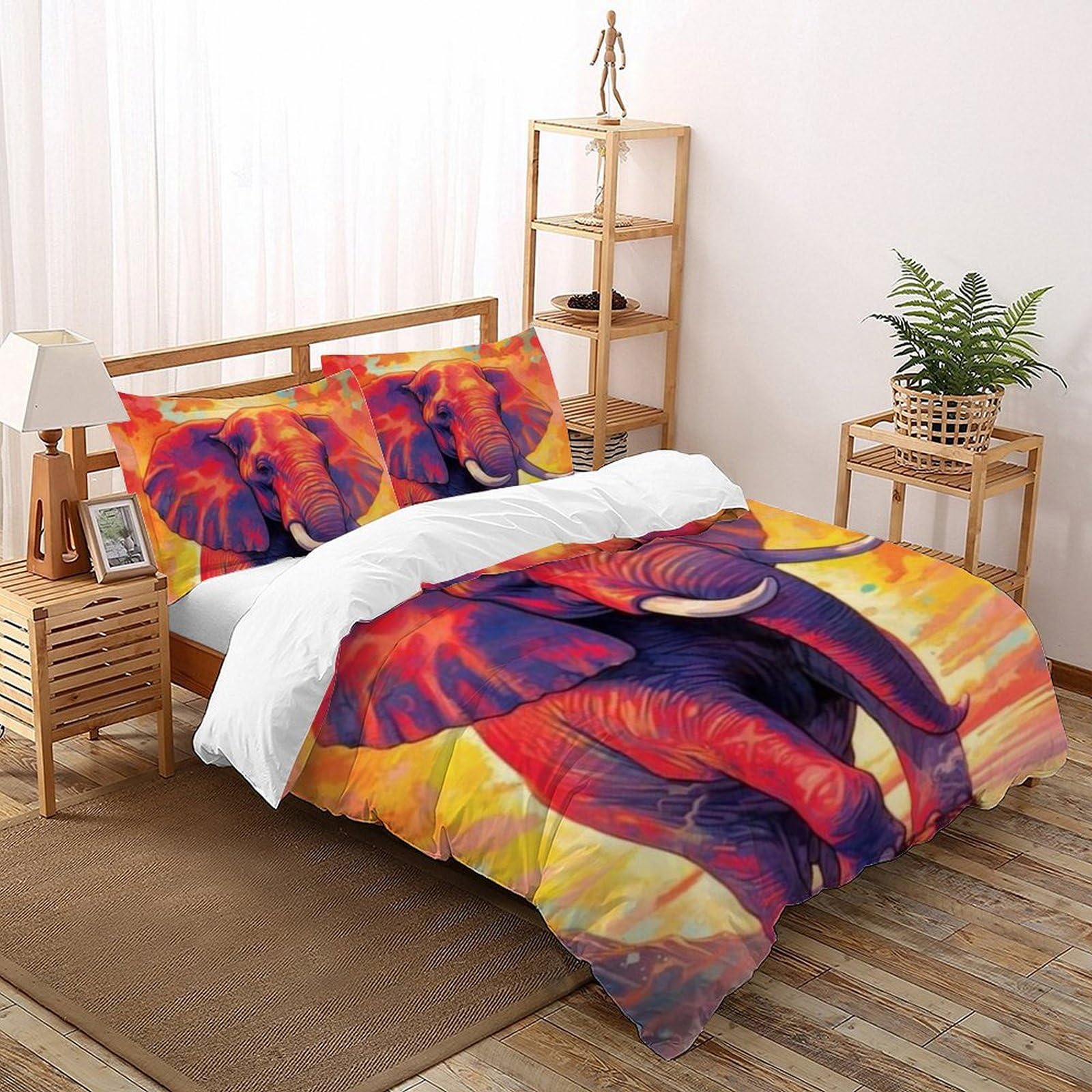 Parure de lit éléphant 3D en microfibre pour un couchage double 200x200 chic