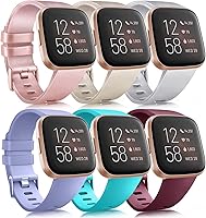 Vista 15 de Paquete de 6 correas deportivas compatibles con Fitbit Versa 2 / Fitbit Versa / Versa Lite / Versa SE, correas de repuesto clásicas de silicona