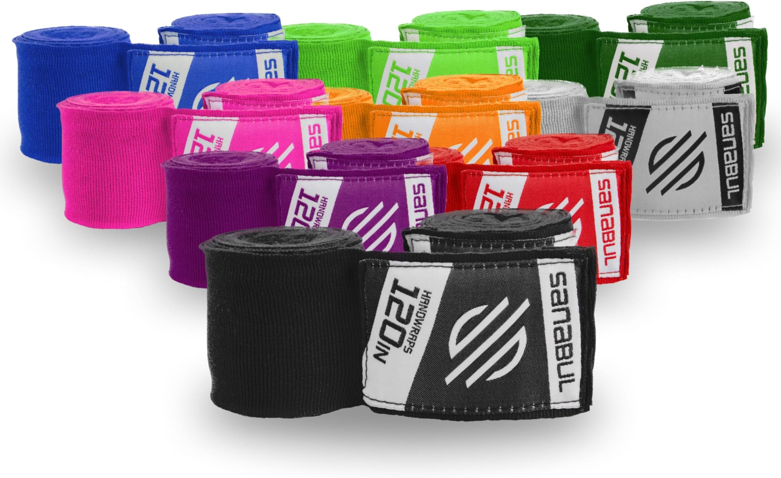 Sanabul Elastic 120 inch Boxing Hand Wraps Kickboxing Handwraps for Boxing Gloves for Men, Women, and Kids Muay Thai MMA Hand Wraps - Black, 120 inches