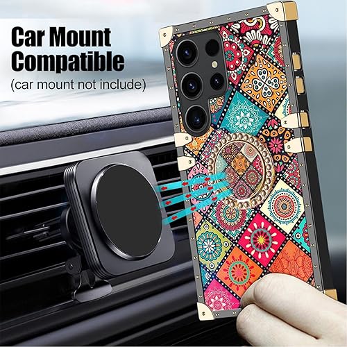 Miniatura 3 de nancheng Funda ultra cuadrada para Samsung Galaxy S23 (2023) para niñas y mujeres, linda flor, pétalo, estrella, cielo, con anillo y correa de