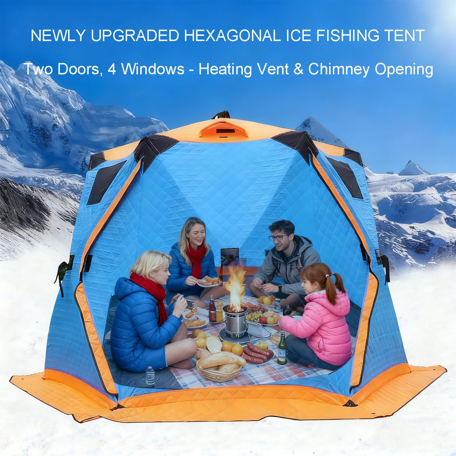 Tenda pop-up portatile per 6 – 12 persone, isolante, impermeabile, baracca da pesca su ghiaccio, con ancoraggio, corde, borsa per il trasporto, perfetta per attività invernali