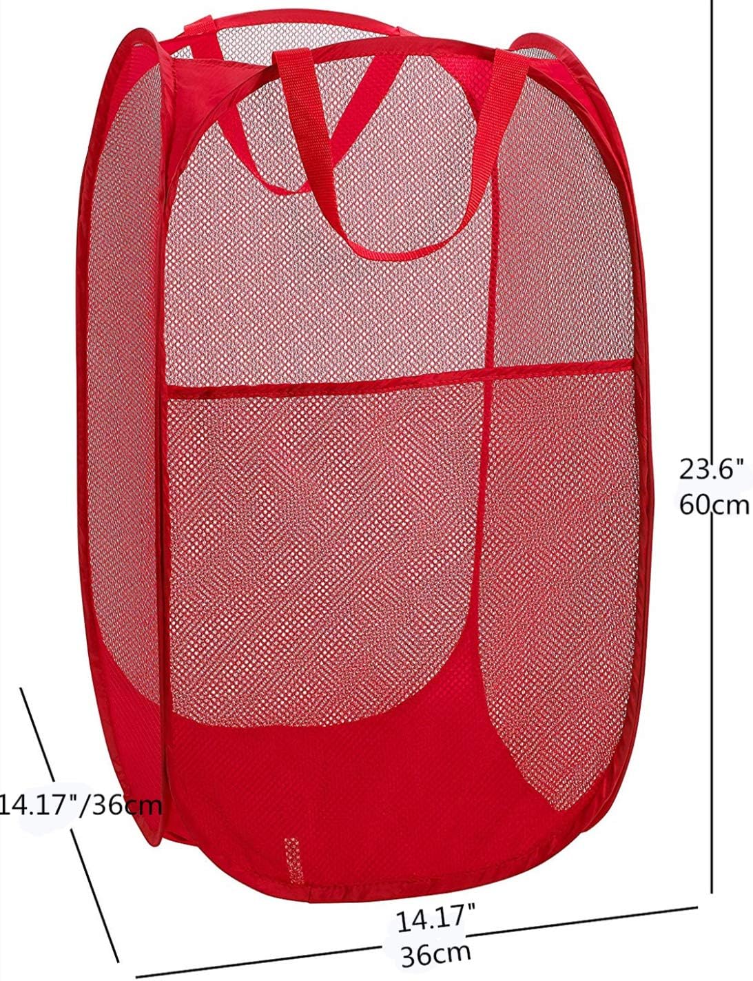 Portable Large Rectangle Laundry Basket with Carry Handles Big Heavy Duty Pop Up Nursery Clothes Hamper Folding Mesh Room Organizer Storage Red : Home & Kitchen