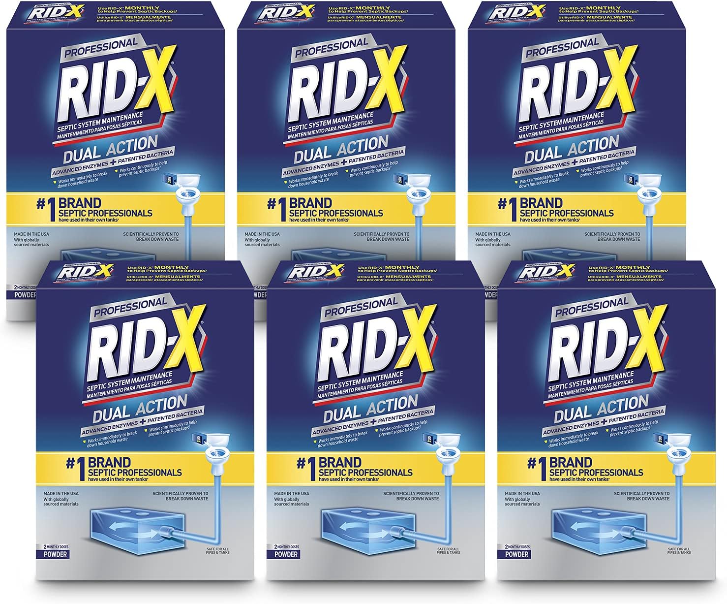 Professional Septic Treatment, Septic Tank Treatment, 12 Month Supply Of Powder (6 Packs x 2 Month Supply), 117.6 oz