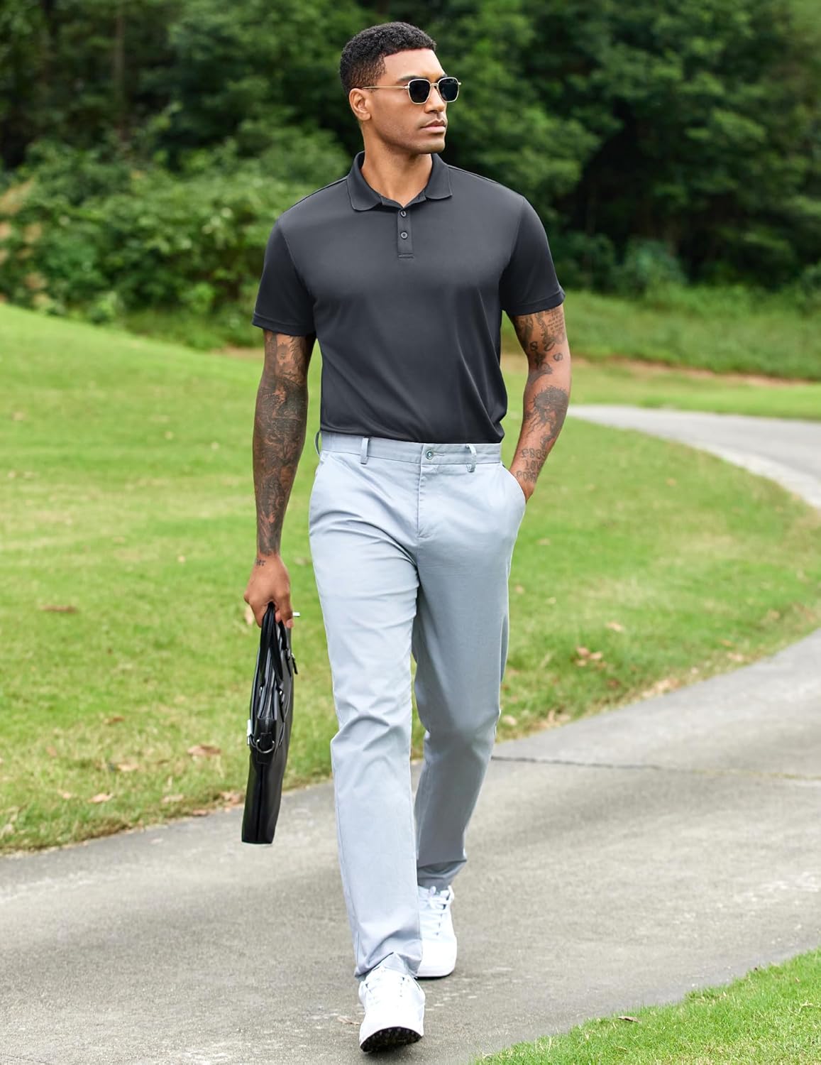 PINSPARK Mens Polo Shirts Short Sleeve Lightweight Moisture Wicking Quick Dry Casual Workout Collared Shirt Plain 3 Pack Set - Image 7