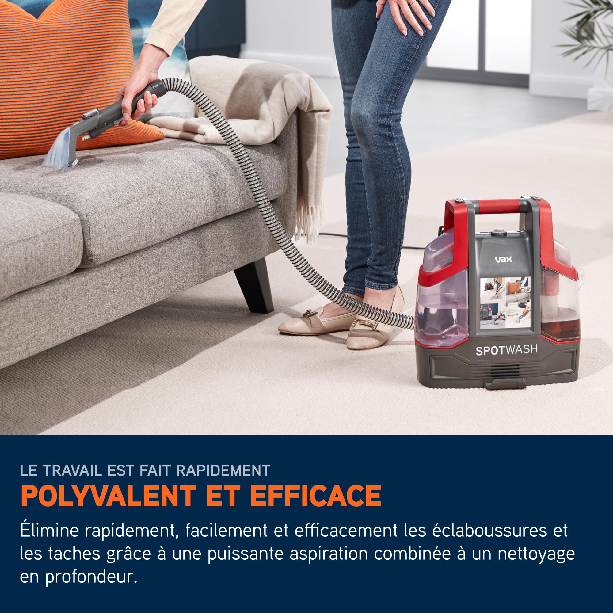 Vax SpotWash Spot Nettoyeur, détachant pour shampouineuse tapis et tissus d'ameublement, séchage rapide et nettoyage en profondeur quotidien pour les escaliers, canapés, voitures et sols durs