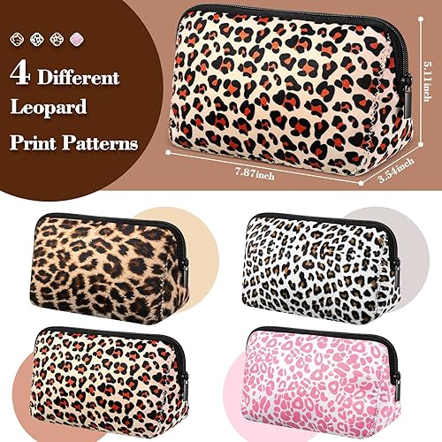 Miniatura 2 de Sawysine Bolsa de maquillaje con estampado de 4 piezas, bolsa de cosméticos, bolsa de maquillaje grande, bolsa de aseo de viaje, accesorios con