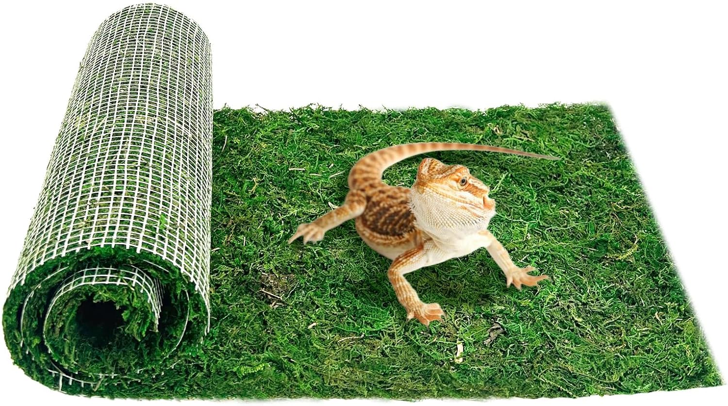 Reptile Carpet Cuttable Terrarium Mat Artificial Moss Reptile Liner Green Substrate Flooring Bearded Dragon Tank Accessories for Leopard Gecko Lizard Snake Tortoise (11.81″ x 47.24″)
