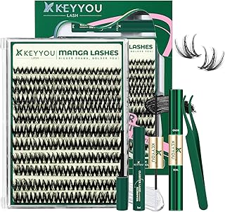 KEYYOU LASH Flaunt Lash Clusters Kit Flora D Curl Natural Lashes 144pcs Lash Extension Kit 8-18mix Lash Clusters Fluffy Lashes with Ultra-Thin Soft Band with Remover Waterproof Bond and Seal(F01 Kit)