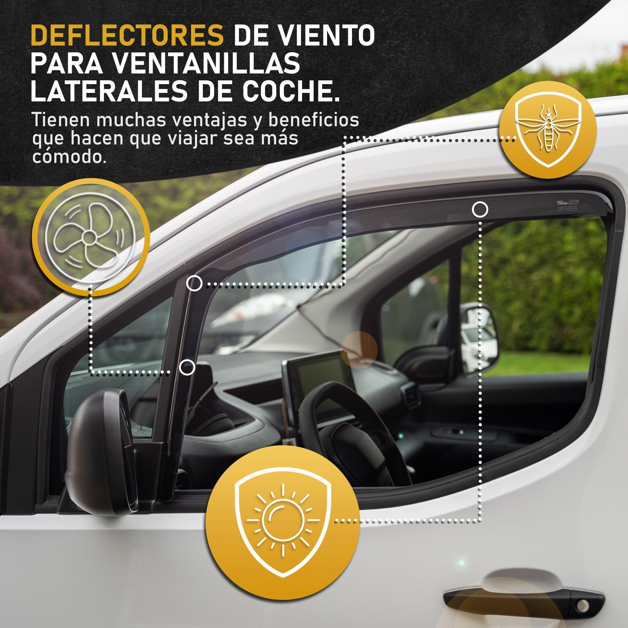 HEKO | Compatible con Dacia Bigster 2025+; Deflectores para Ventanas Laterales; 4 uds.; Deflectores de Aire Antilluvia, Oscurecidos, Aerodinámicos; Instalación Rápida y Sencilla