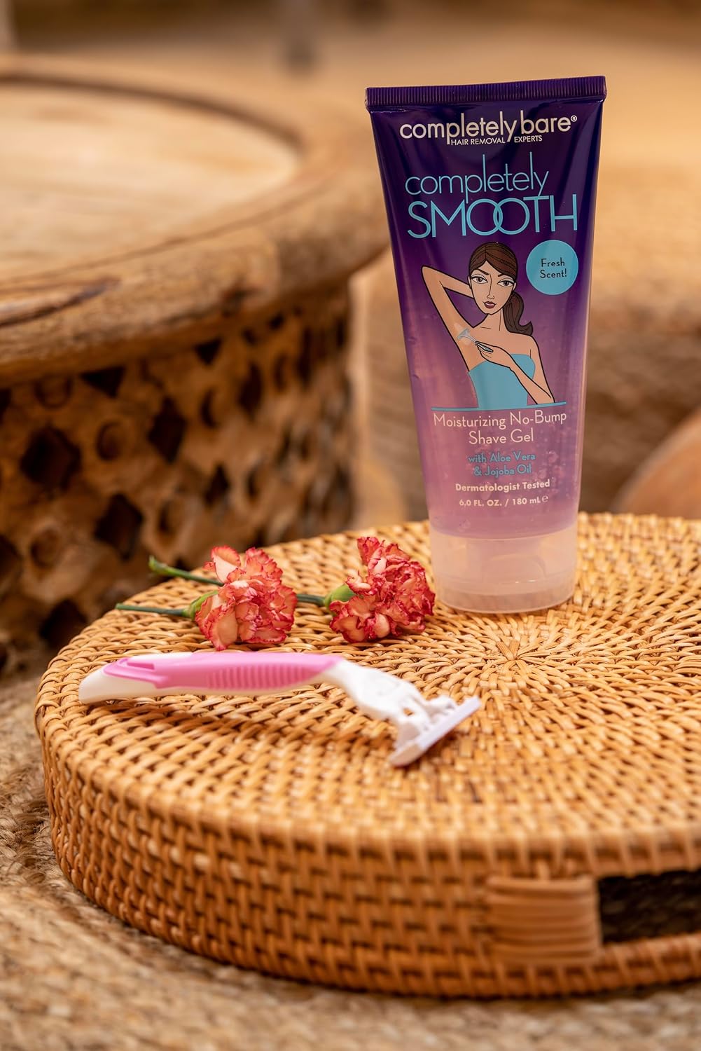 completely bare completely SMOOTH | Moisturizing No-Bump Shave Gel | Aloe Vera | Jojoba Oil | 6 FL OZ