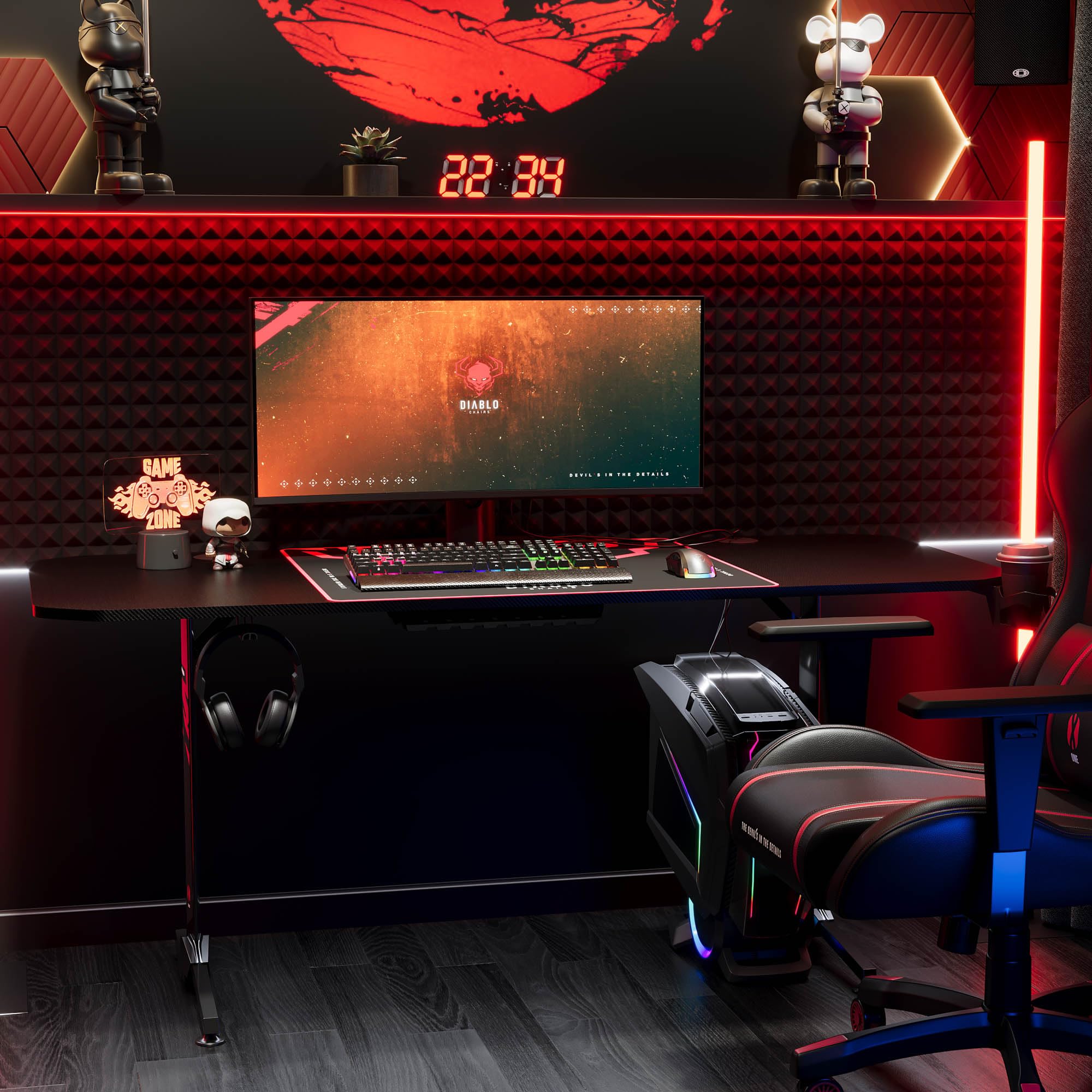 Diablo X-Mate Grand Bureau Gaming PC Ergonomique 160x75x75 cm