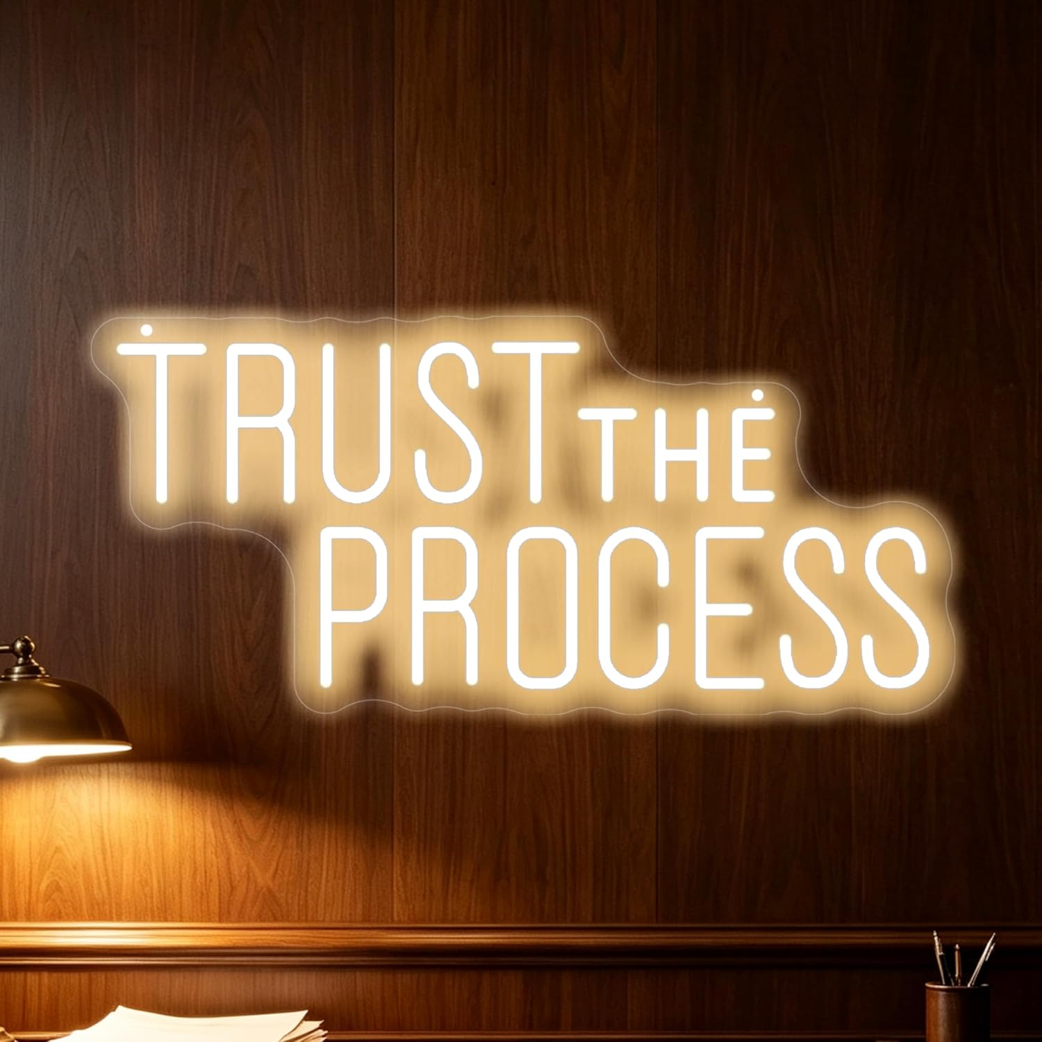 Trust The Process Neon Sign Bedroom Gym Wall Decor-Warm White-17.7"x8.1"