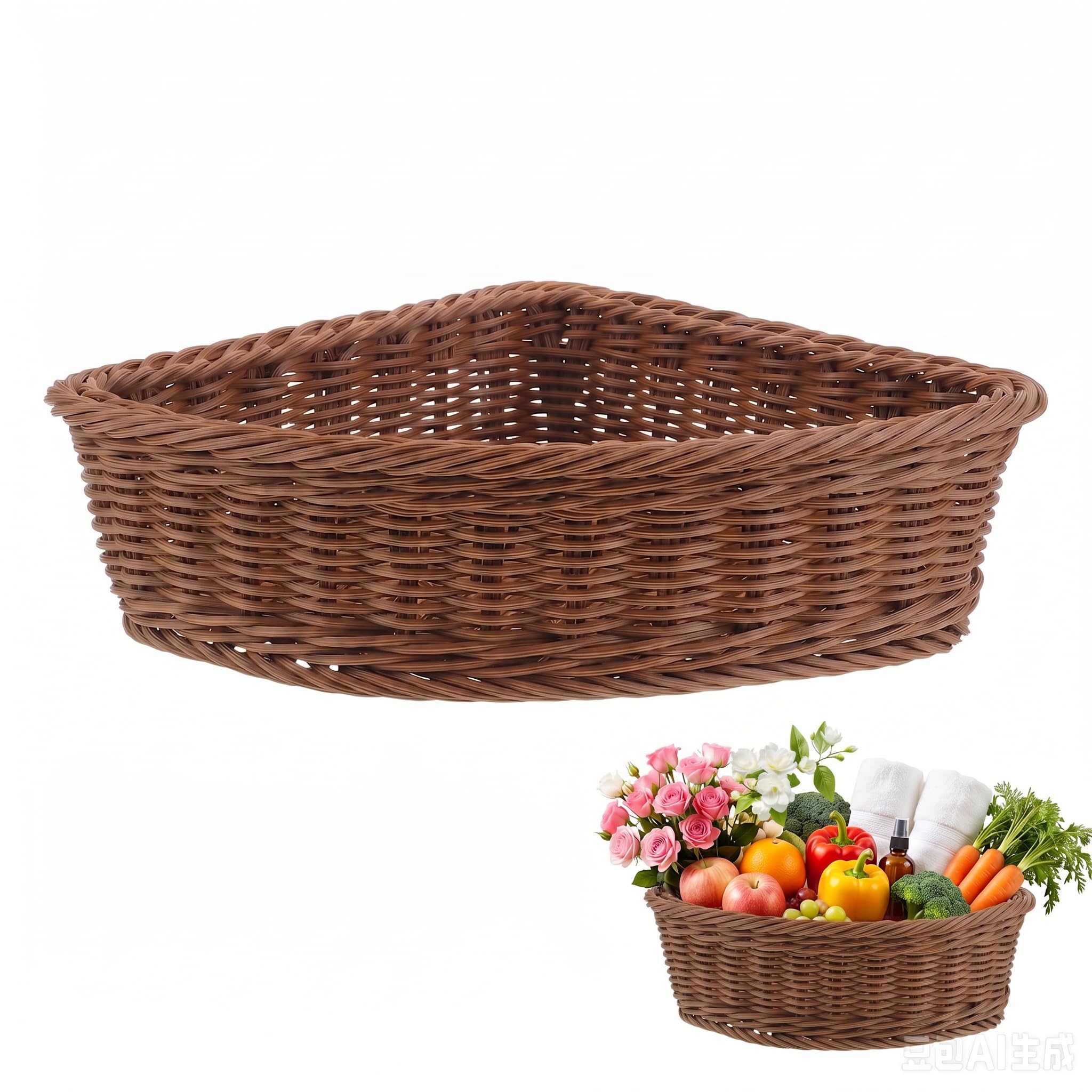 TOYANDONA Woven Corner Triangle Storage Basket for Wardrobe and Bathroom Organizer Bin, 24.5Cm Radius Fan-Shaped Shelf Organizer Basket for Cosmetics, Clothing, and Nursery Storage
