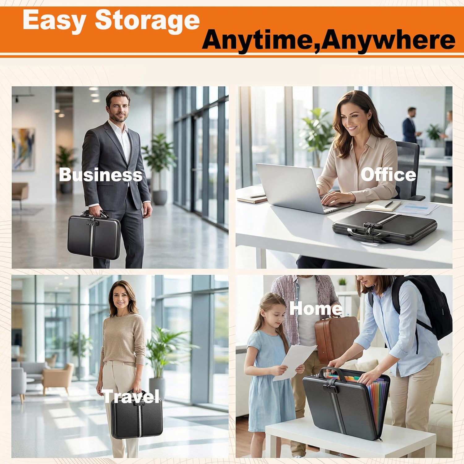 Fireproof Accordion File Organizer with Lock,Hard-Shell Fireproof Document Box with 13 Pockets for Certificates, Passports Laptop Important Documents Portable Home Office Travel Safe Storage