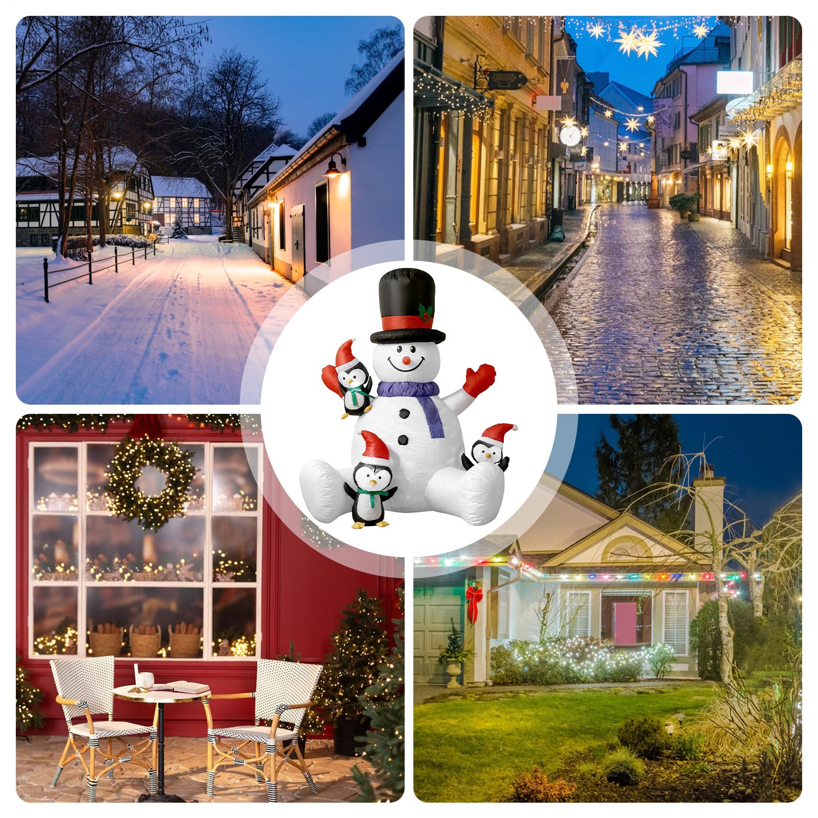 Muñeco De Nieve Inflable Navideño Inflable Estacional Con Luces LED RGB Y 3