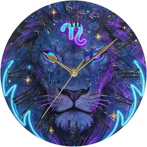 fantasy 12 constelaciones signos del zodiaco Leo 10 pulgadas pared redonda reloj de cocina silencioso interior para casa de campo cocina reloj de