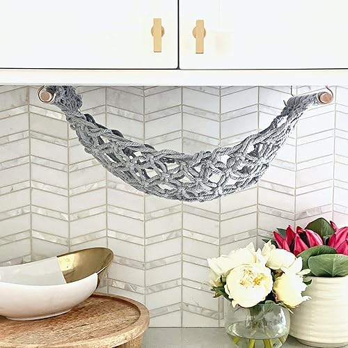 Miniatura 2 de Hamaca de frutas  Cesta de frutas colgante  Almacenamiento de productos y verduras para cocina debajo del gabinete  Gancho de plátano  macramé