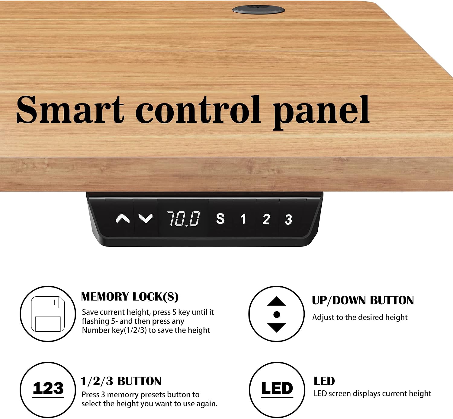 Meilocar Height Adjustable Electric Standing Desk, 55" x 24" Sit Stand Computer Desk w/Memory Controller, Home Office Workstation Stand up Desk with Splice Board, Walnut Top + White Frame