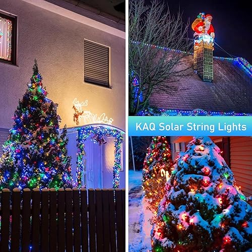 Upgrade 2Pack 500LED Solar String Lights for Outside, 180FT Solar Christmas String Lights Outdoor with 8 Modes, IP65 Waterproof Outdoor Twinkle Light, Garden Xmas Tree Christmas Decoration, Warm White(Multicolor,2PK-200LED)