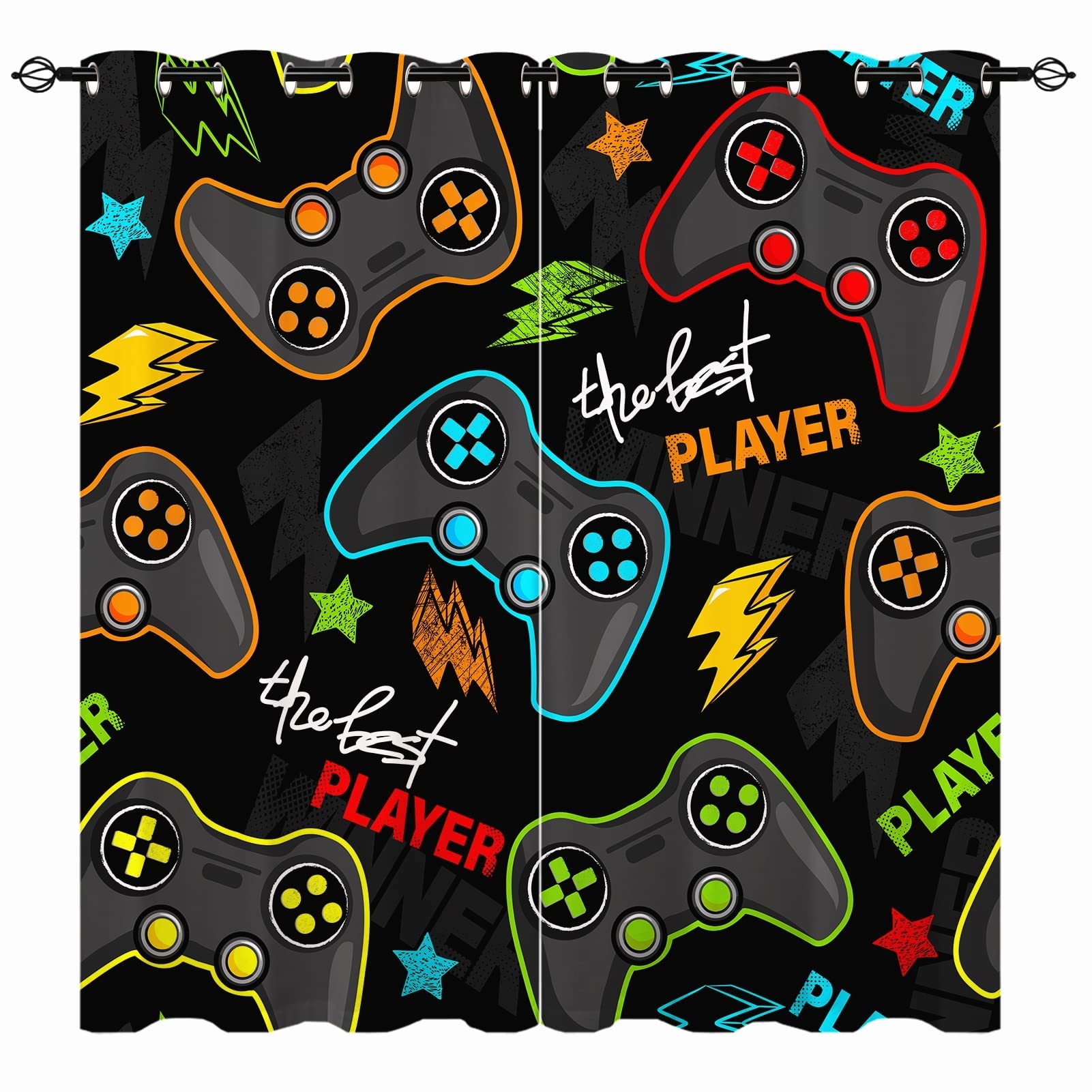 YUANZU ABC Curtains - Kids Boys Girls Eyelet Blackout Alphabet with Cartoon Animals Print Pattern Thermal Insulated Room Darkening Window Drapes for Nursery Baby Bedroom 2 Panels W117cm x D137cm — view 68
