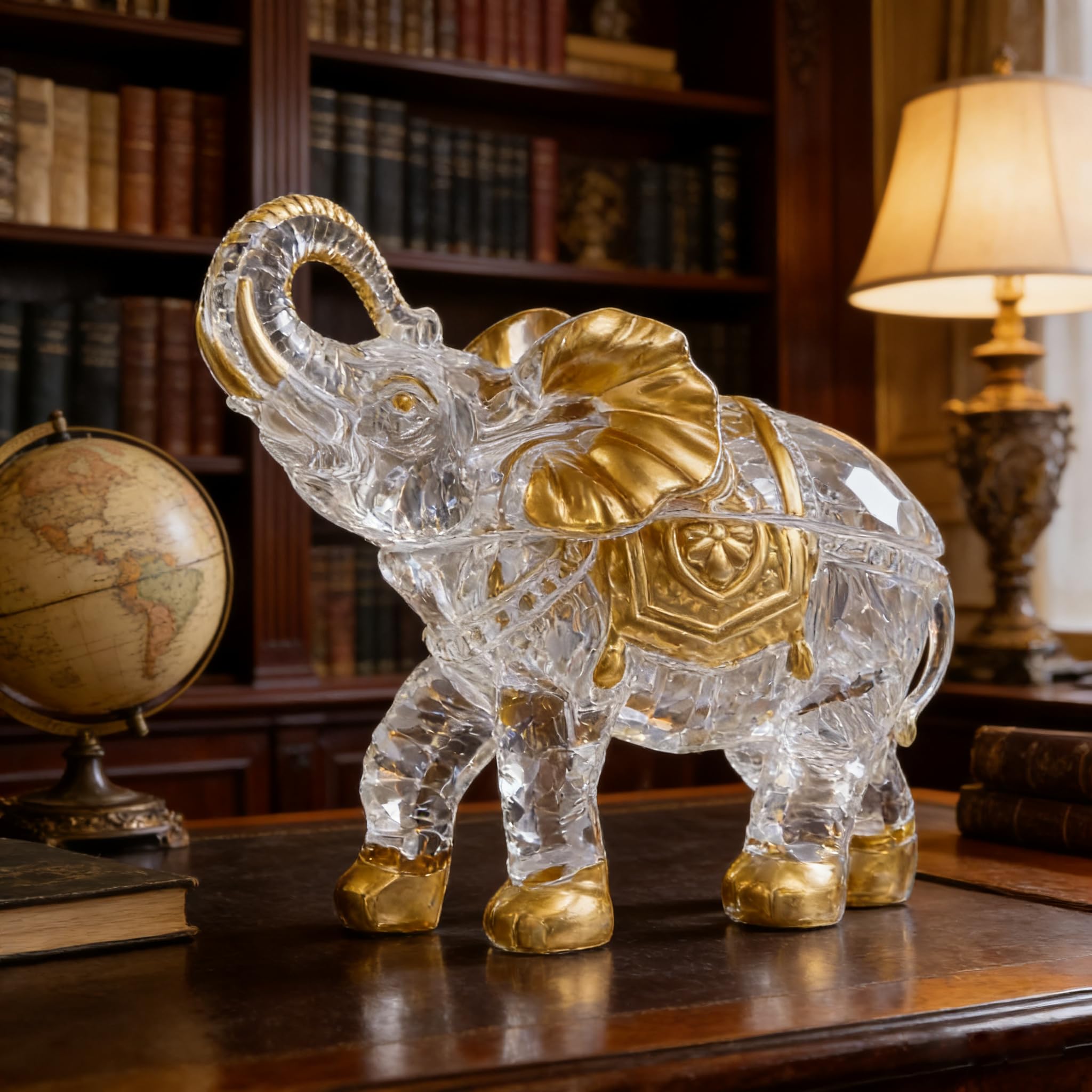 Grands bocaux à bonbons en cristal peints à la main en forme d'éléphants avec couvercle, cadeaux pour les amateurs d'éléphants, décoration de collection pour centre de table à la maison.