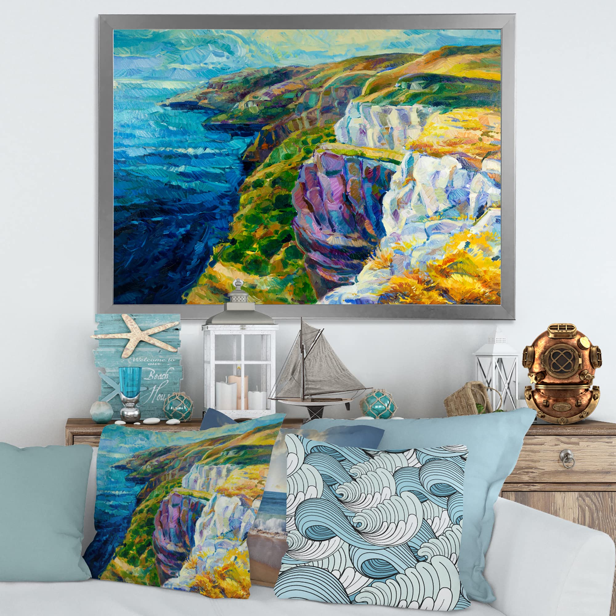 DesignQ Cliffs By The Blue Ocean I - 航海&沿岸 フレーム付き