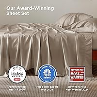 Vista 2 de Bedsure King Size Sheets Set, Cooling Sheets for Hot Sleepers, Rayon Derived from Bamboo, Breathable & Soft, Deep Pocket Up to 16 Inches, Hotel 17