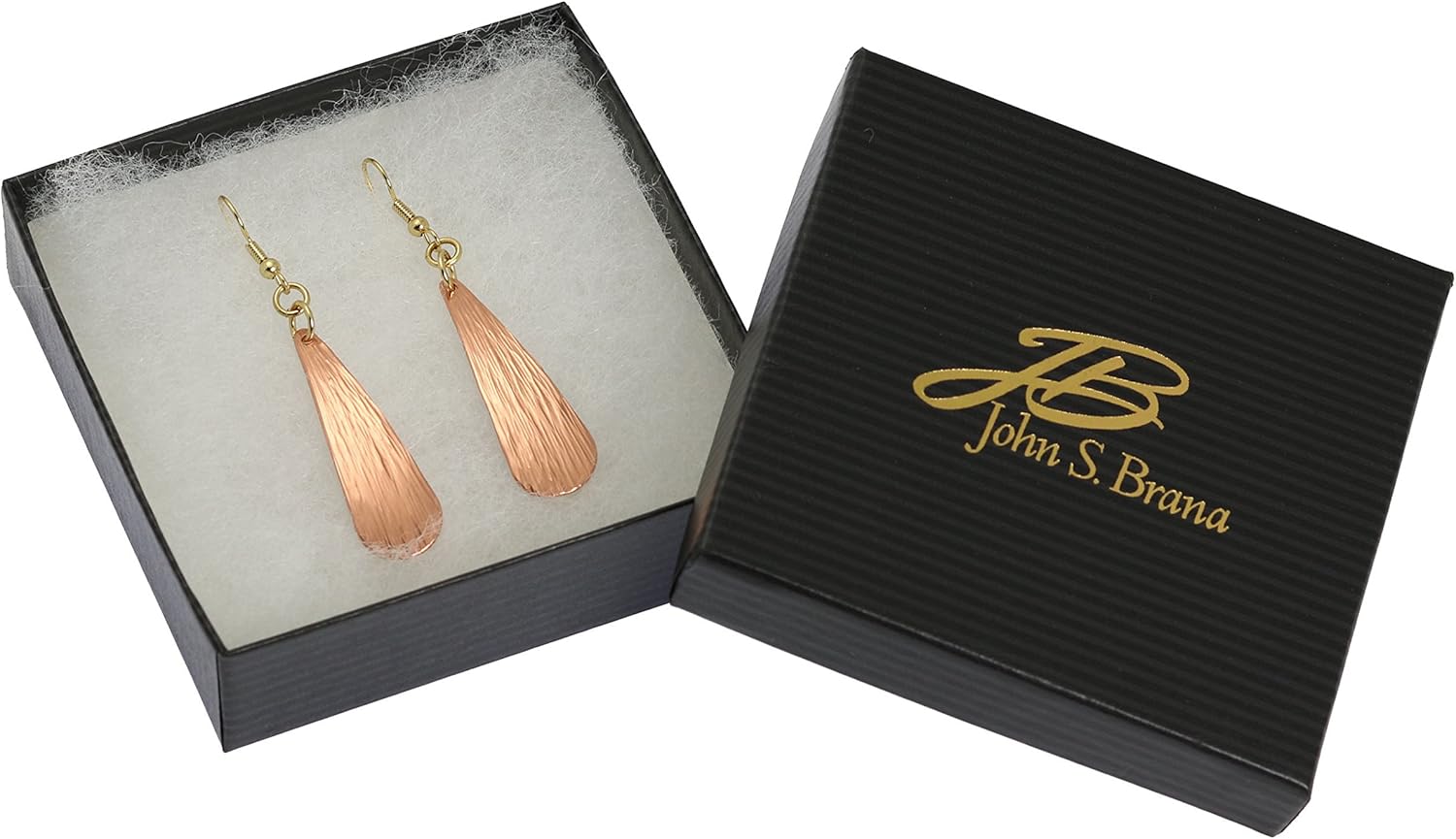 Chased Copper Long Tear Drop Earrings By John S Brana Handmade Jewelry Durable Copper Earrings