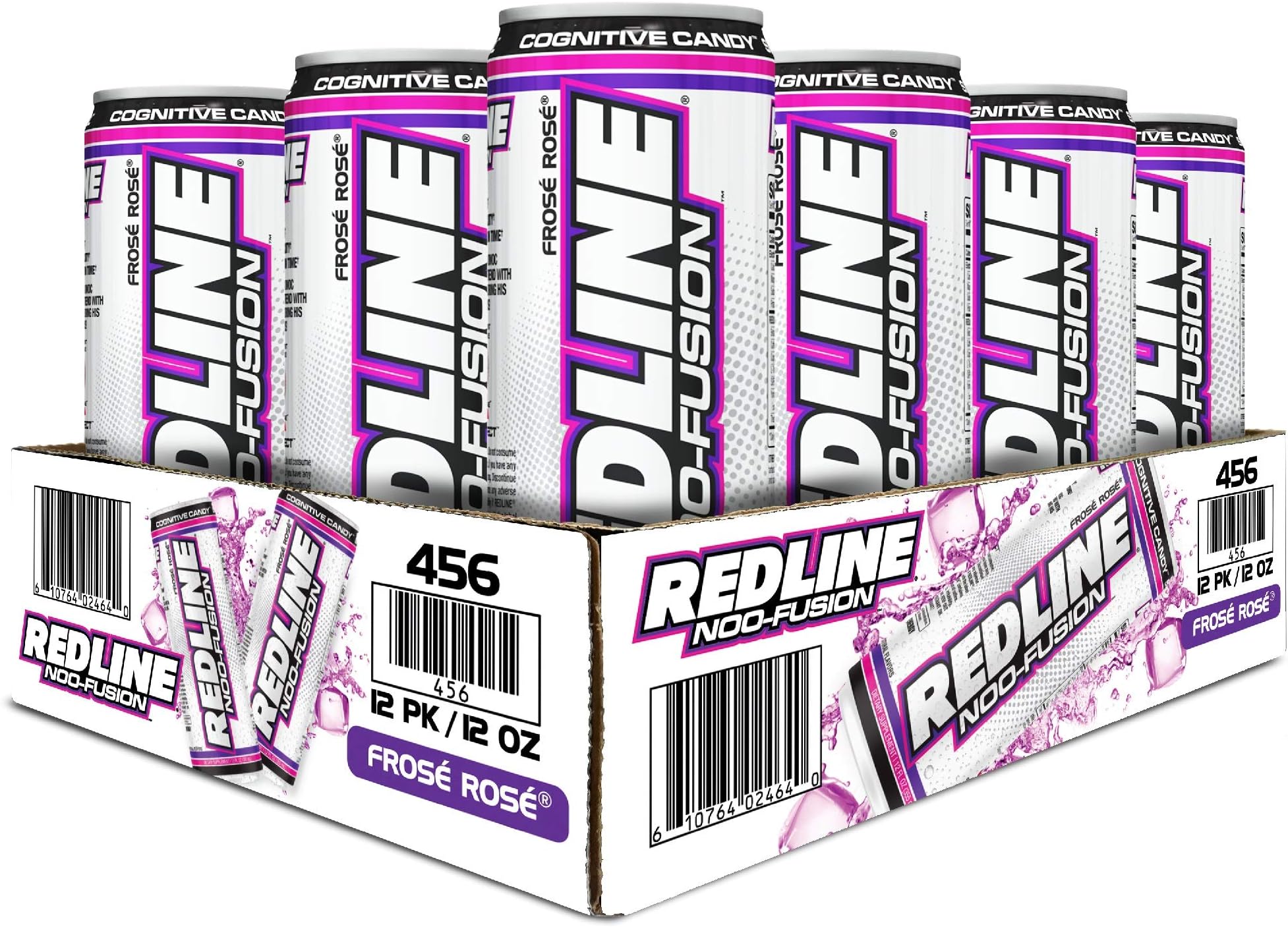 VPX Redline NOO-Fusion - Carbonated Preworkout & Cognitive Enhancing - Sports Nutrition Energy Drink with Caffeine, NOO-Fuel, Super Creatine, Amino Acids - 12 x 12 Fl Oz Cans (Frose Rose)
