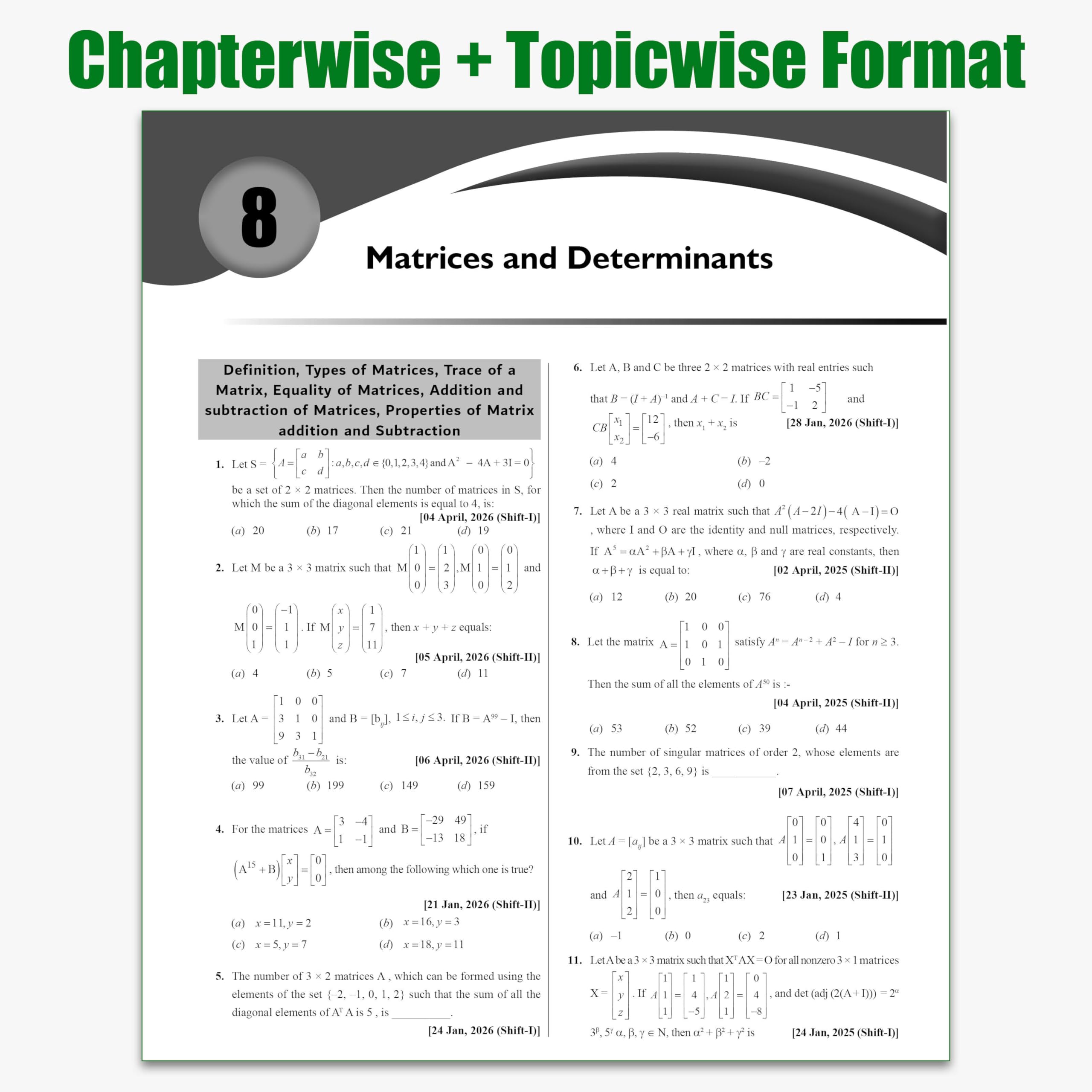 PW JEE Main 8 Years (2019 - 2026) PYQs Mathematics Chapterwise and Topicwise | All 162 Sets Previous Years Solved Papers For JEE Main 2027 Exams | Concentrate on Relevance 4