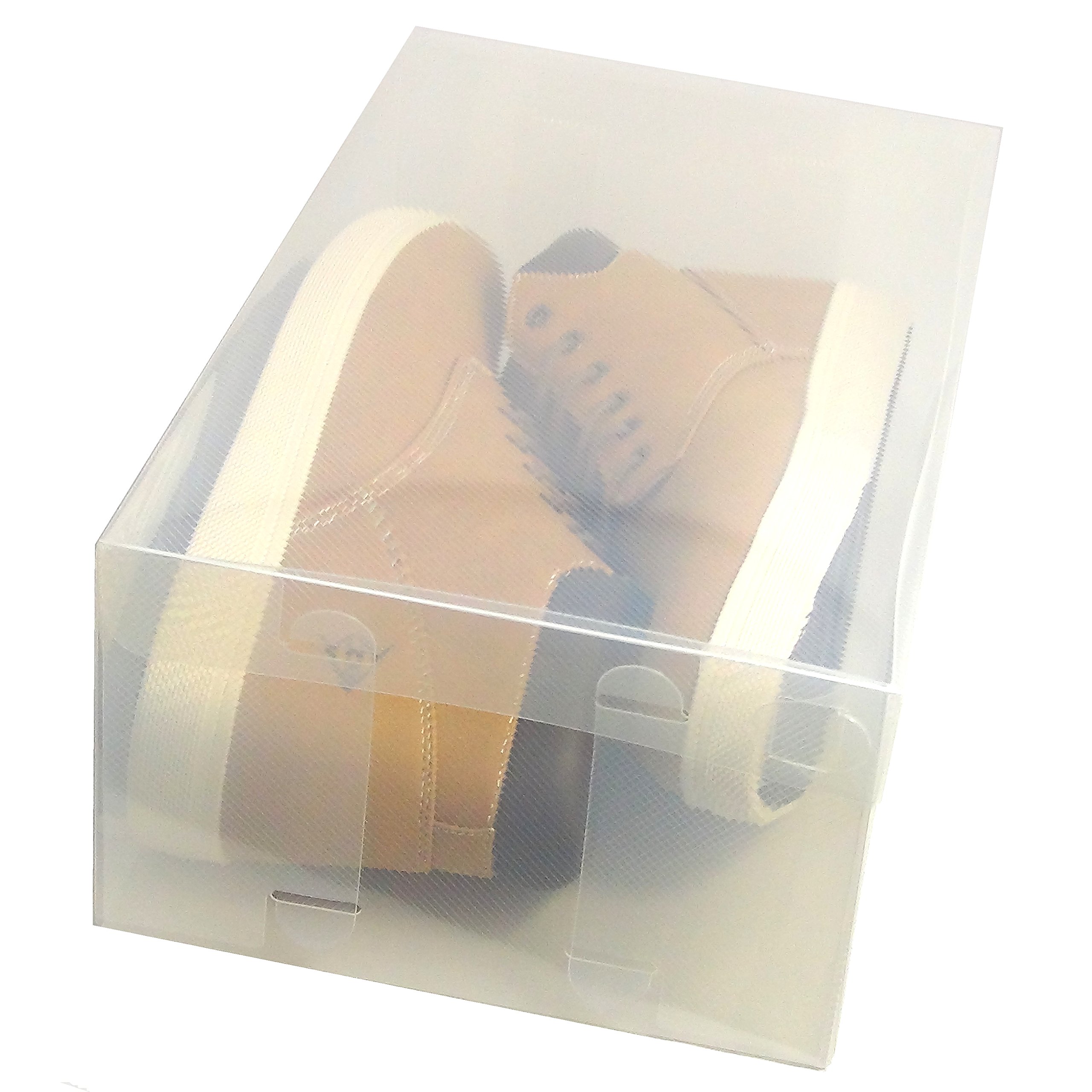 DynaSun 30x PP435 XXL Box Porta Scarpe Trasparente Uomo Donna in Contenitore Salvaspazio Portascarpe Storage Impilabile Pieghevole