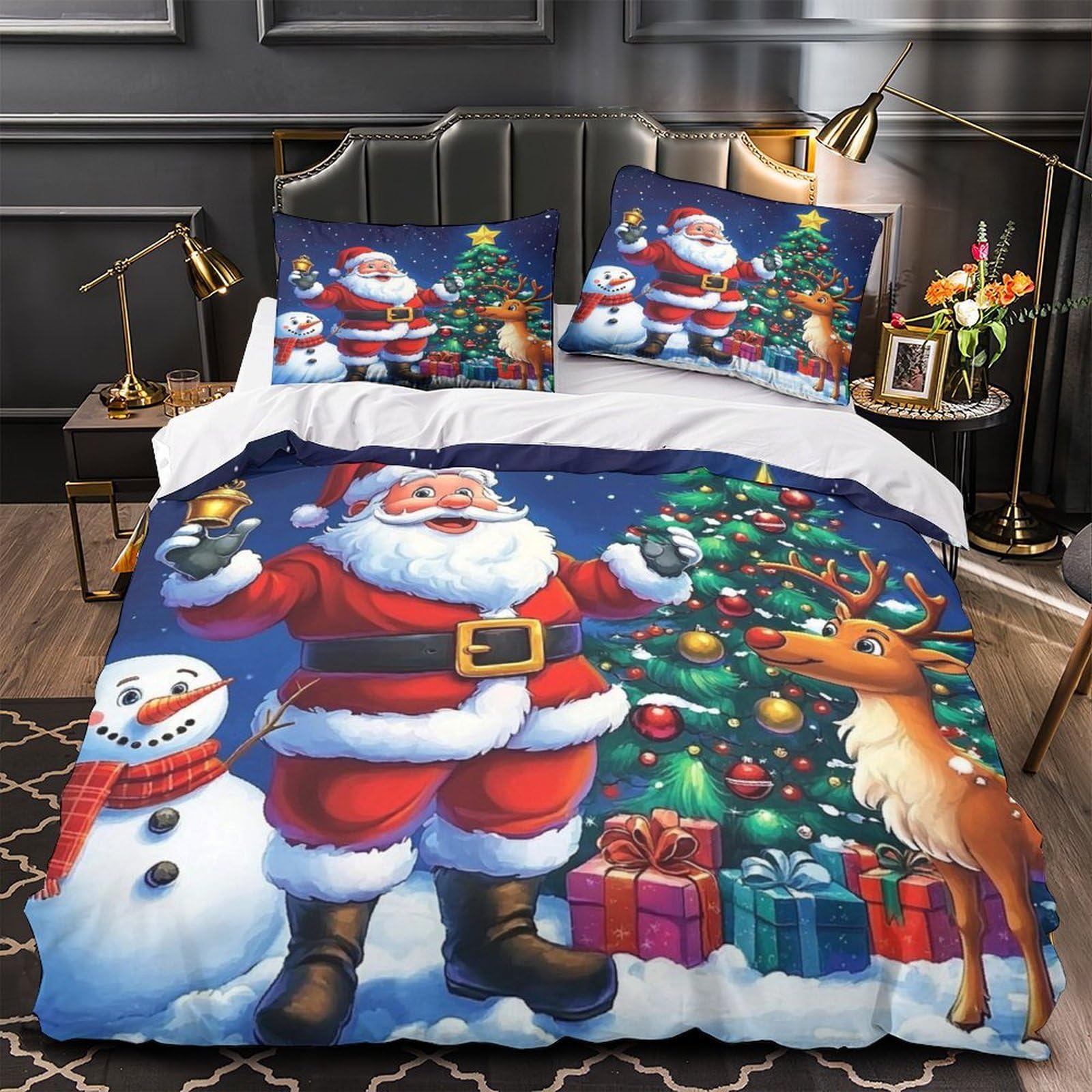 Parure de lit Noël 140x200 en microfibre premium effet 3D ultra douce
