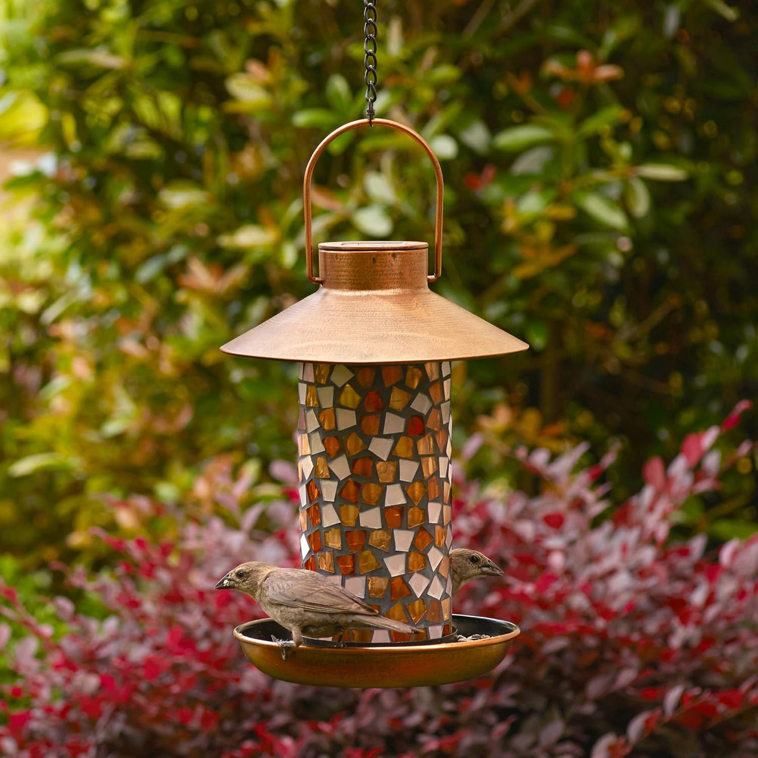Smart Solar Adelie Mosaic Glass Solar-Powered Bird Feeder