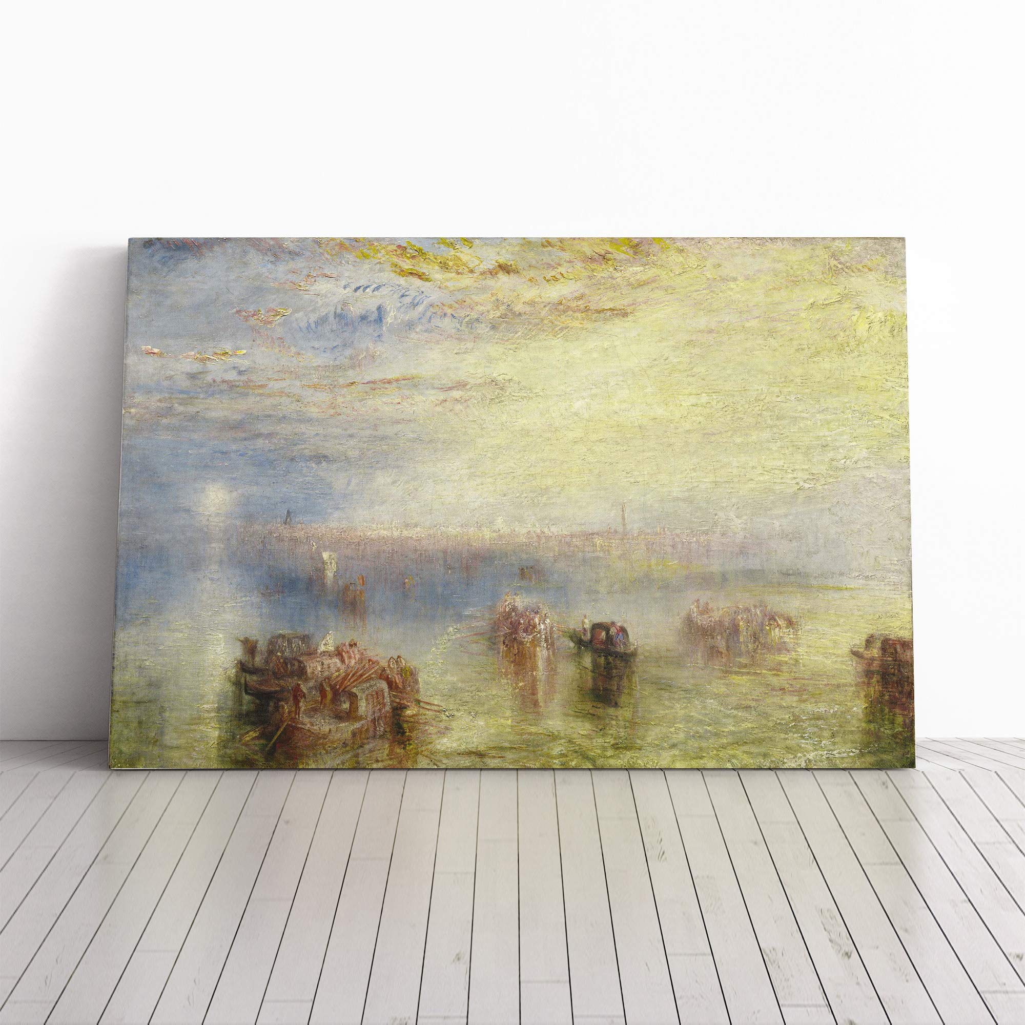 Joseph Mallord William Turner Approach to Venice Canvas Print | Gallery Wrapped 30mm Frame Wall Art | 24x16 inches | Ready to Hang | Modern Picture | Living Room Bedroom Lounge Office
