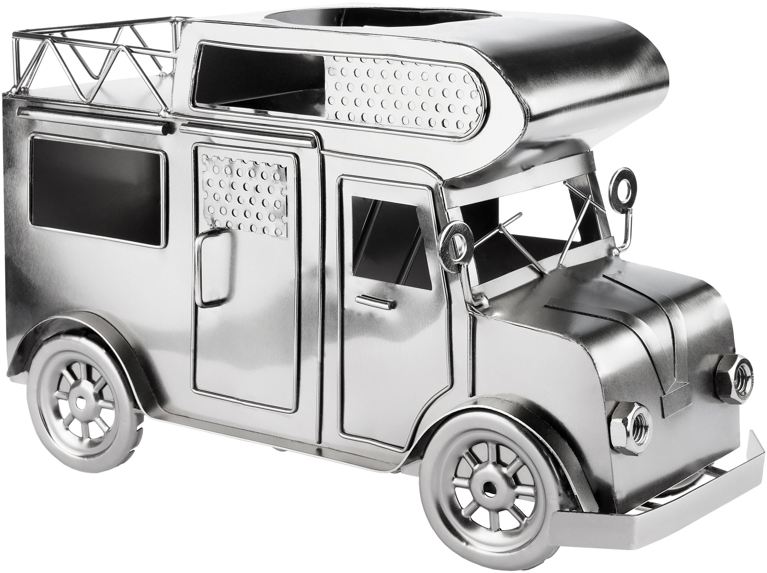 BRUBAKER Weinflaschenhalter Wohnmobil - Metall Flaschenhalter Camping - Wein Geschenk für Camper - Flaschenständer Dekoration mit Grußkarte
