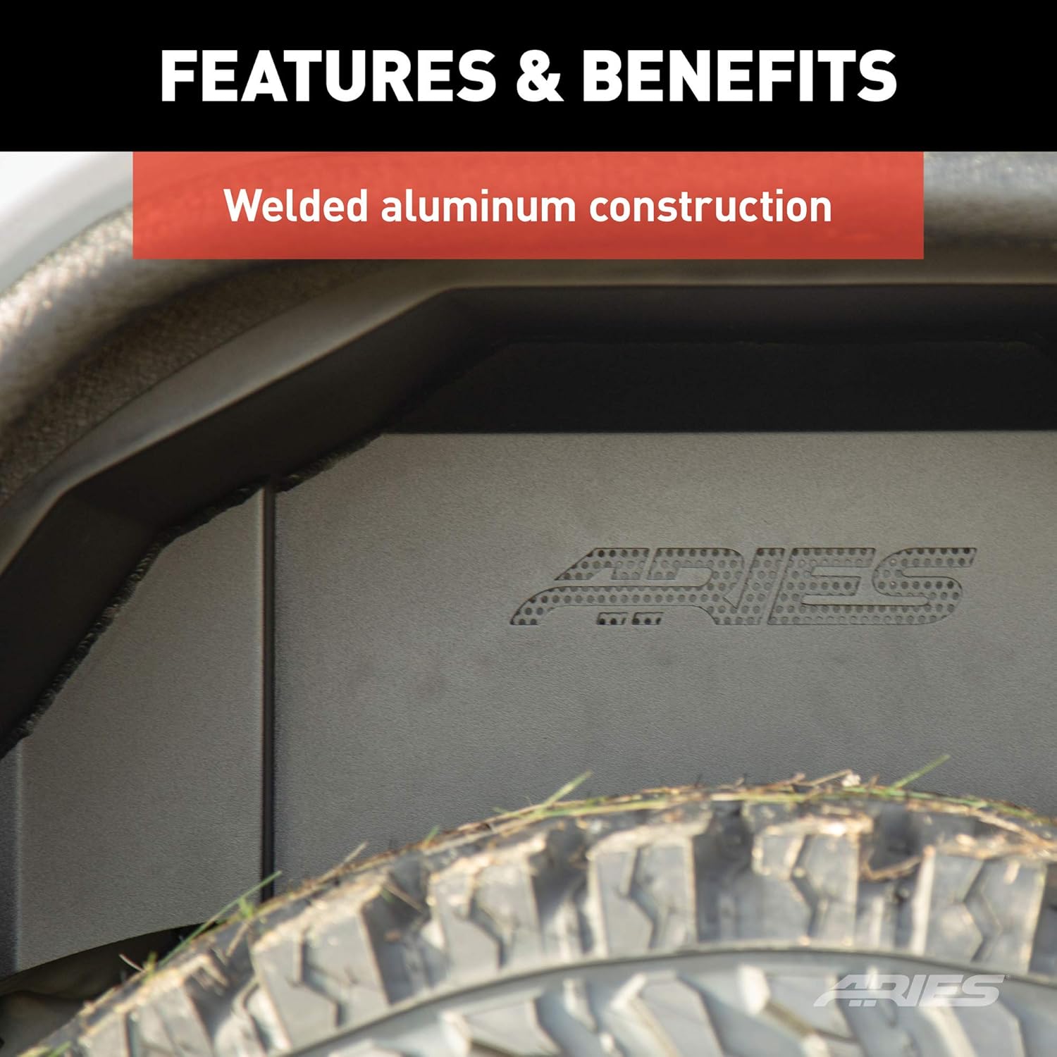 ARIES 2500550 Black Aluminum Rear Inner Fender Liner Wheel Well Guard Covers, Fits Select Jeep Wrangler JL