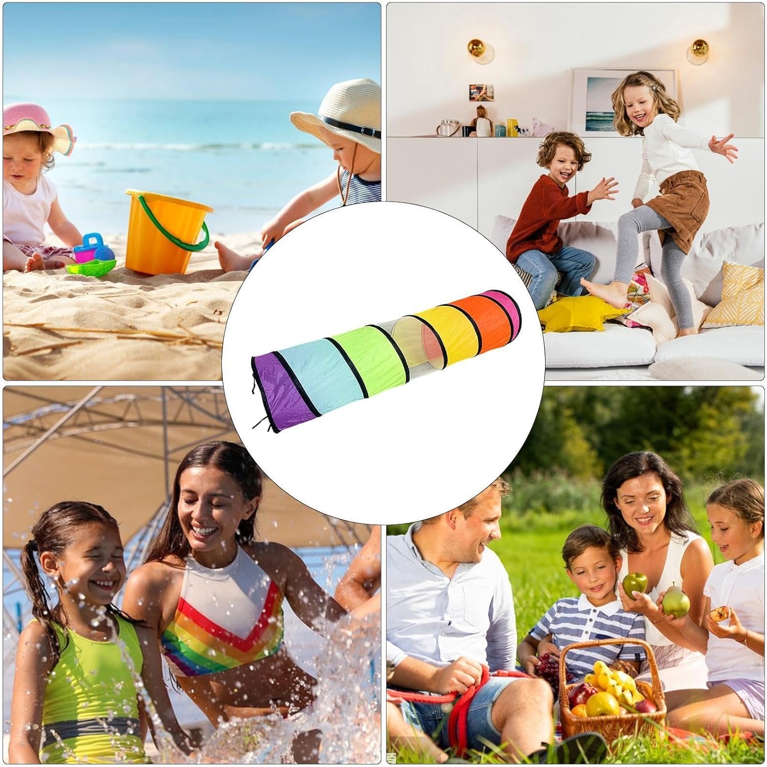Children Crawl Tents, Foldable and Easy Storage, 46x180cm, Tunnels Play Tents, Kids Pop Up Play Tent with Tunnel, Bright and Colorful Design, for Living Room Bedroom Garden Camping Beach